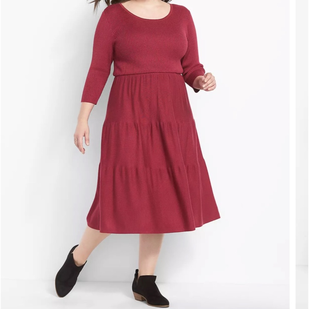Tiered Ribbed Sweater Dress